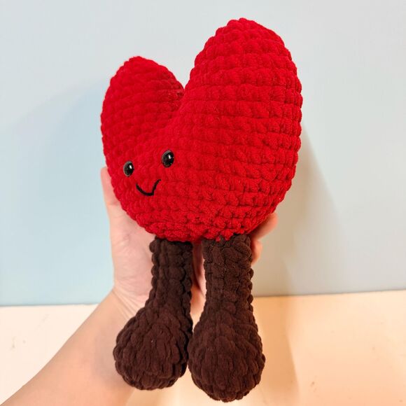 Crochet Heart Plush Jellycat Inspired, Red Amigurumi Heart Toy, Valentine Gift - Picture 5 of 9
